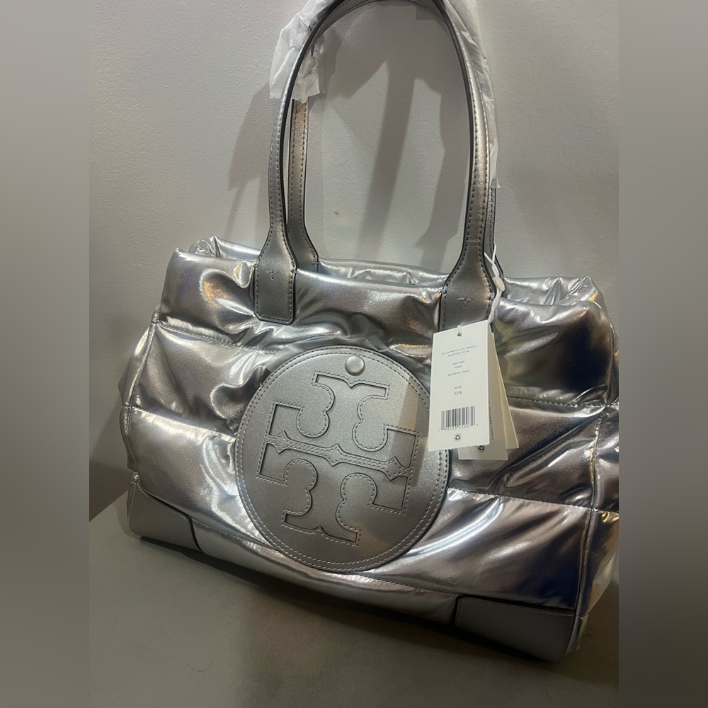 Tory Burch Ella Metallic Mini Puffer tote
